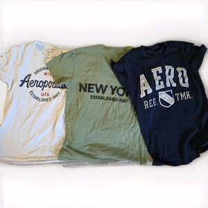 (3) Aeropostale T-Shirts Men's XS Cotton Green White Blue Short Sleeve Comfort